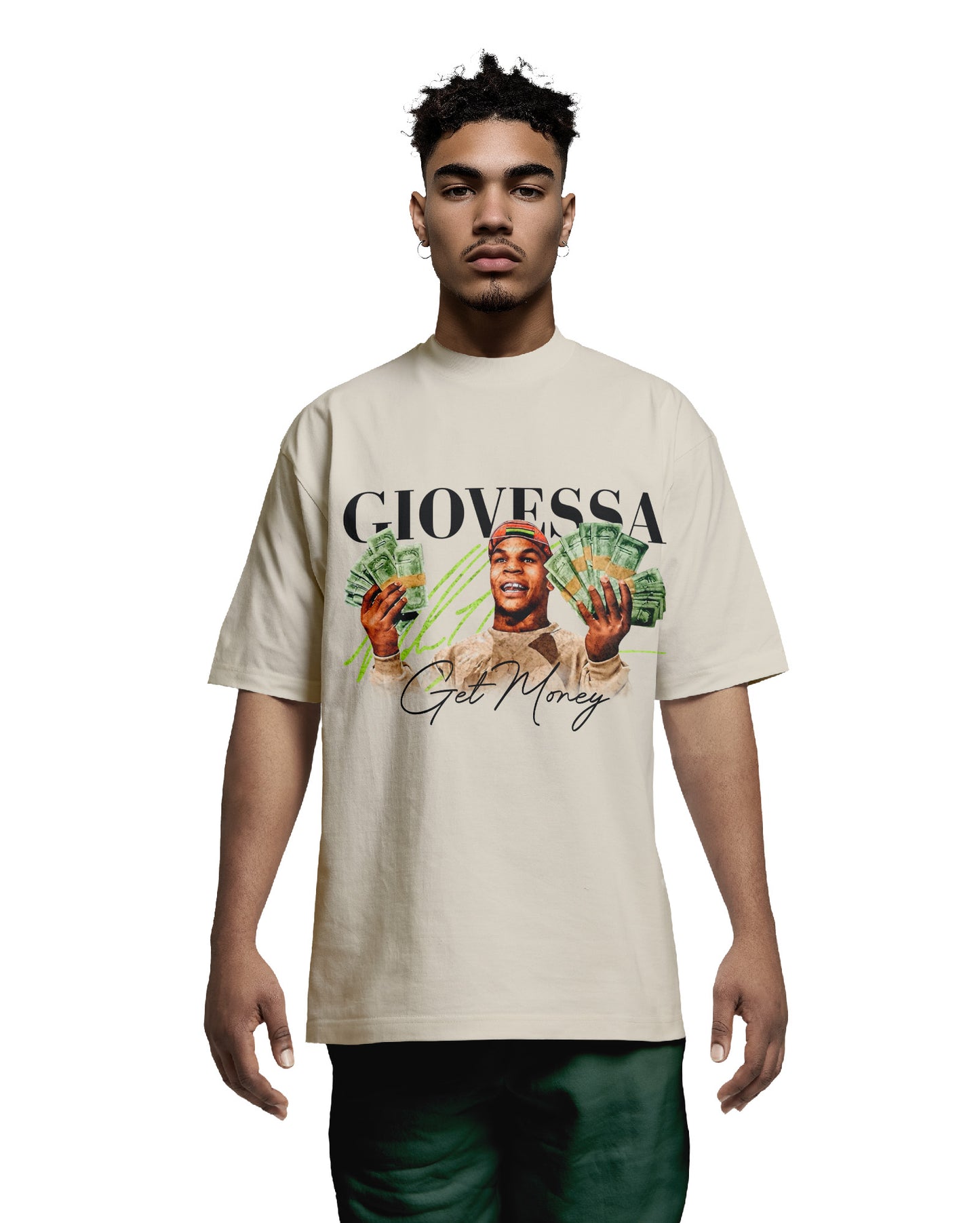 GET MONEY OVERSIZED BOXY TEE TAN FRONT