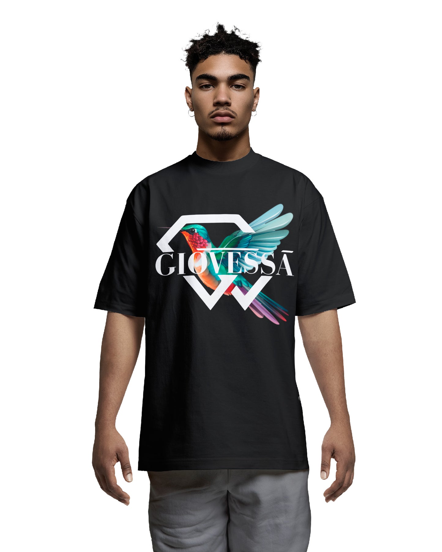GIOVESSA ORIGINAL OVERSIZED BOXY TEE BLACK FRONT
