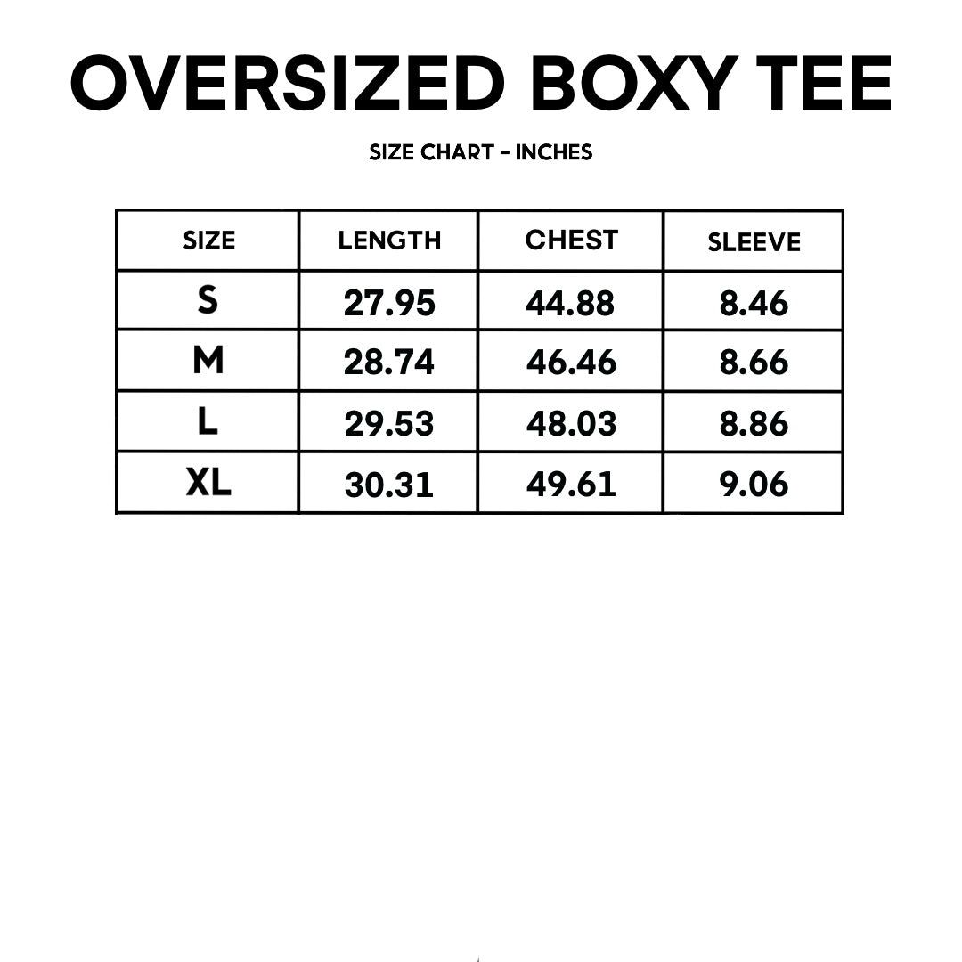 GIOVESSA OVERSIZED BOXY TEE SIZE CHART