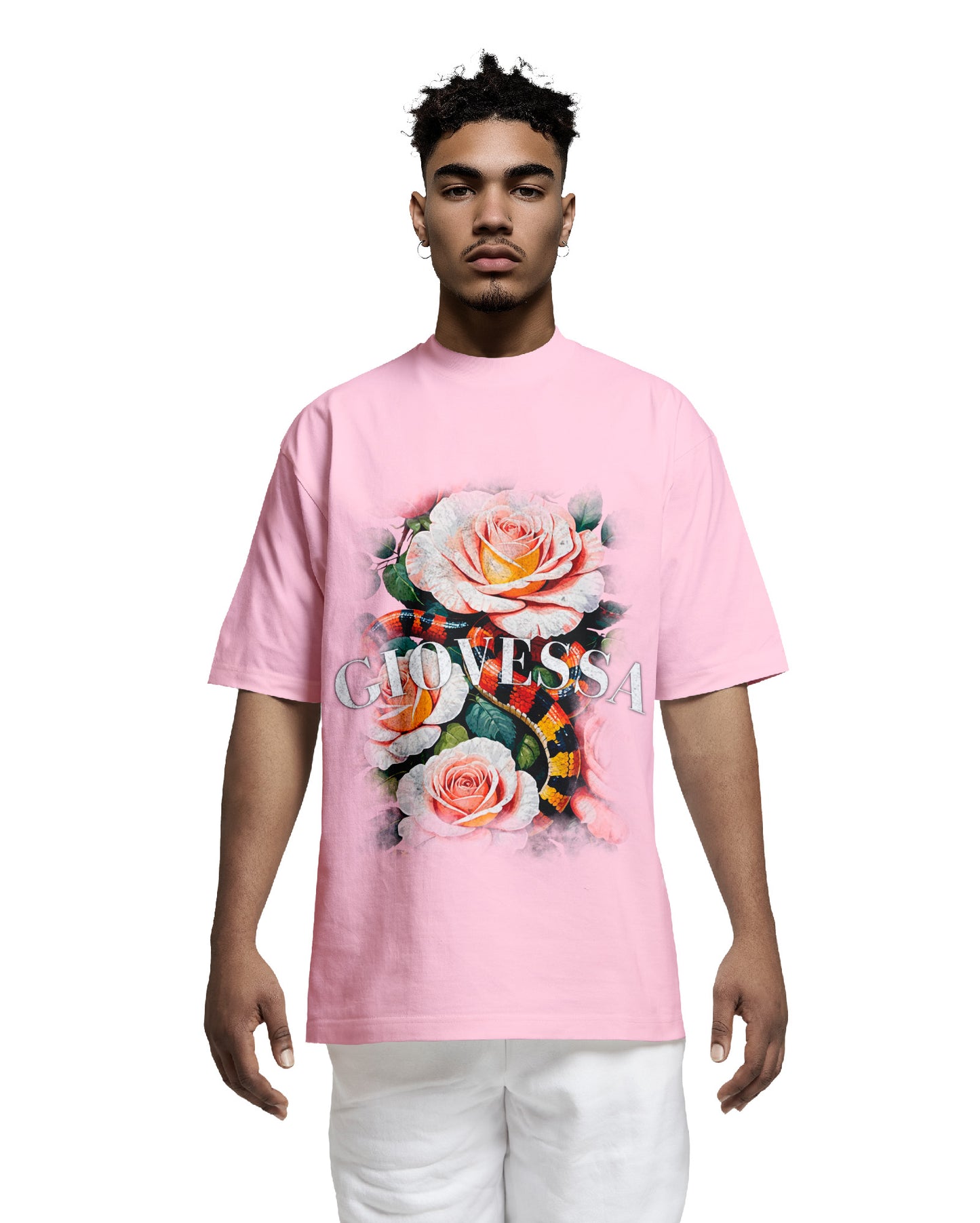GIOVESSA POISONED OVERSIZED BOXY TEE PINK FRONT