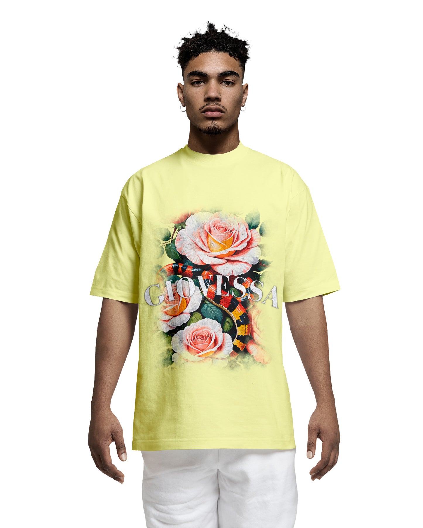 GIOVESSA POISONED OVERSIZED BOXY TEE YELLOW FRONT