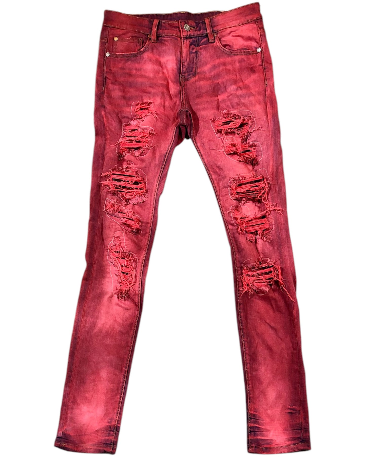 GIOVESSA SLIM STACKED DENIM VERMILION FRONT