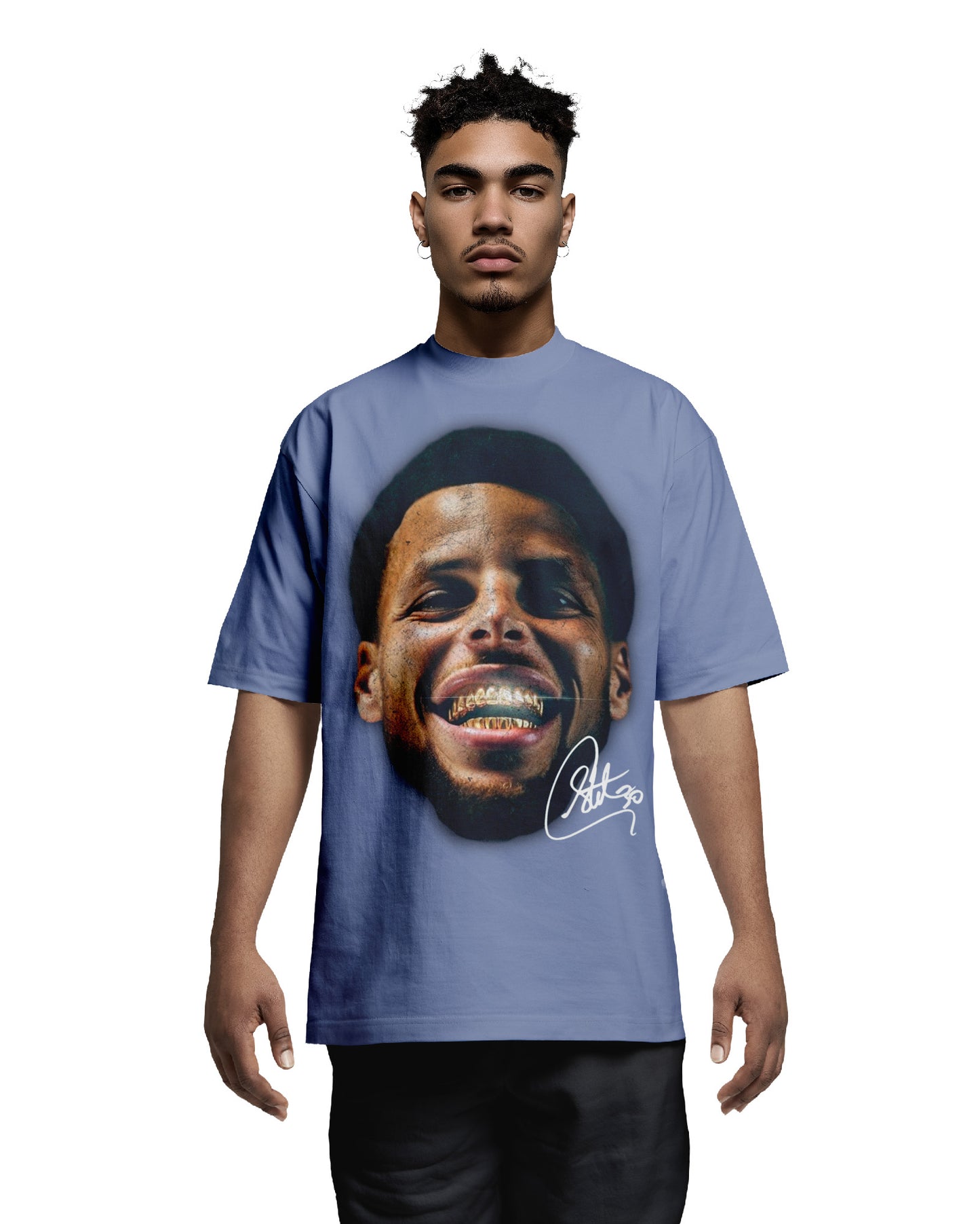 STEPH CURRY OVERSIZED BOXY TEE AZURE FRONT