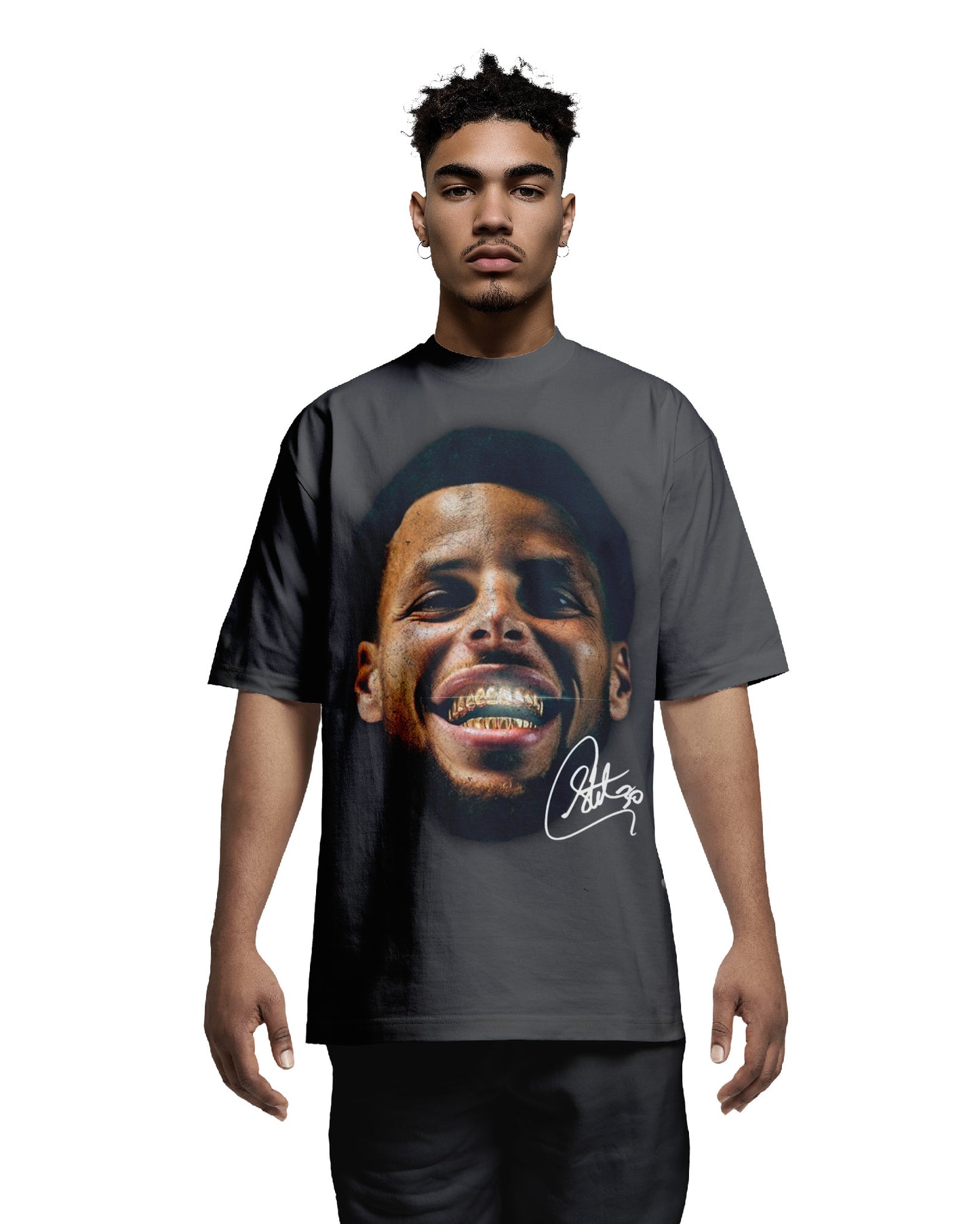 STEPH CURRY OVERSIZED BOXY TEE DARK GREY FRONT