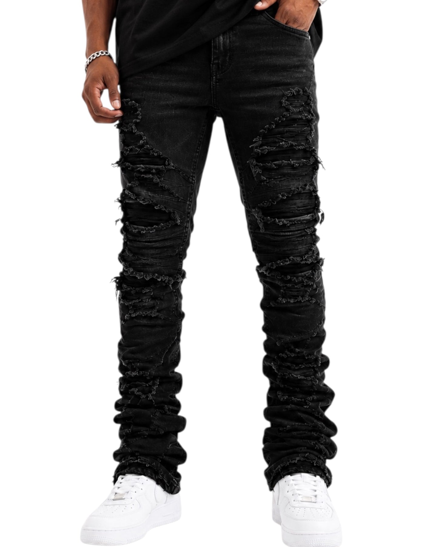 BLACKOUT STACKED DENIM FRONT