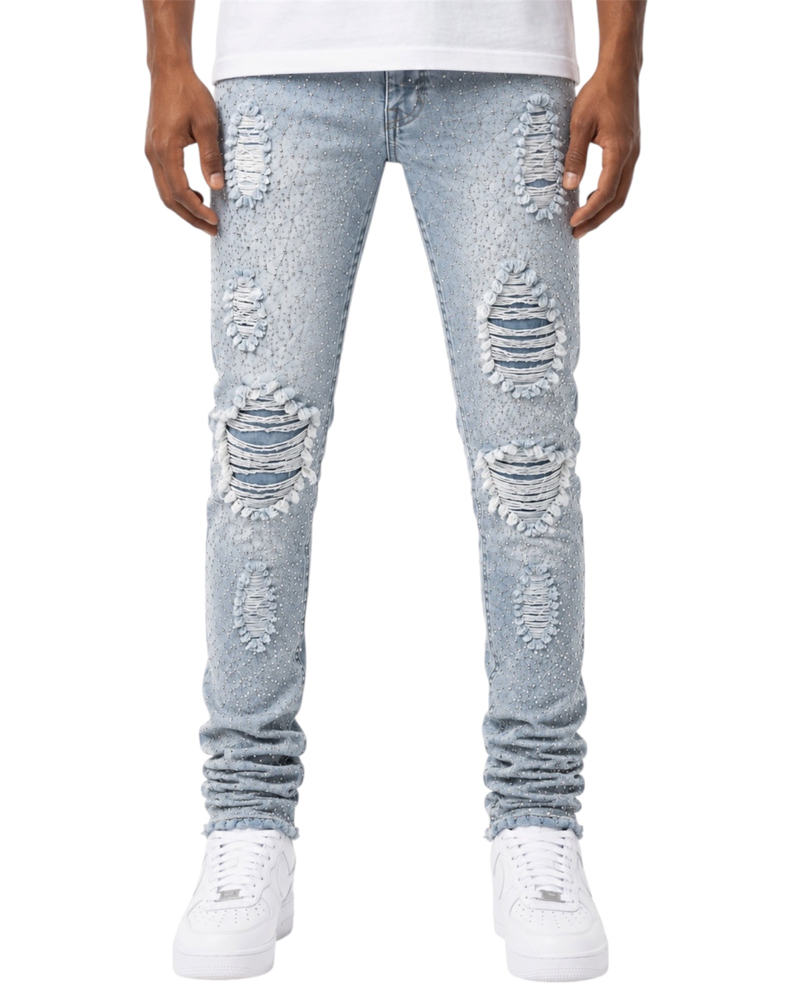DIAMOND DUST STACKED DENIM front