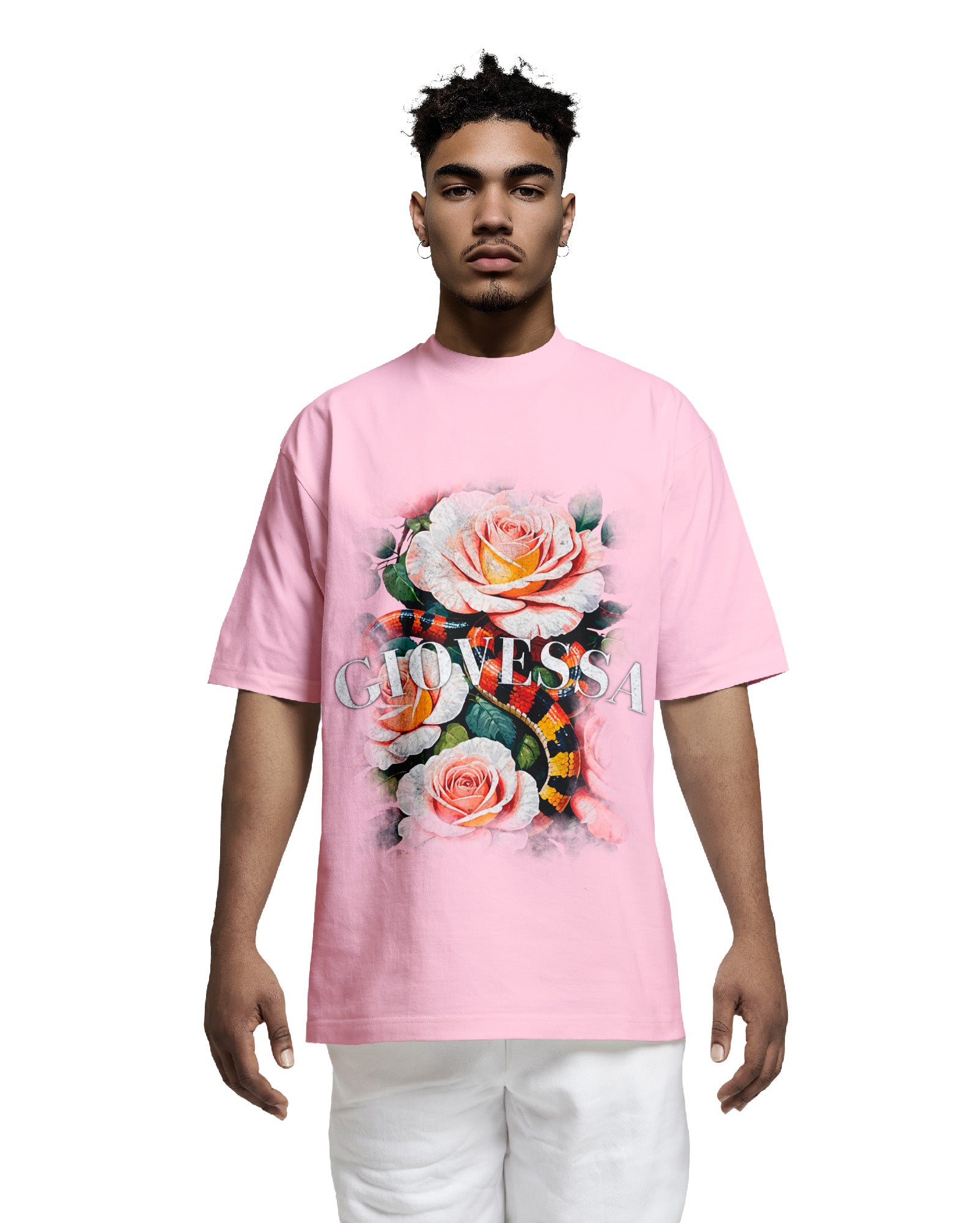 GIOVESSA POISONED OVERSIZED BOXY TEE PINK FRONT