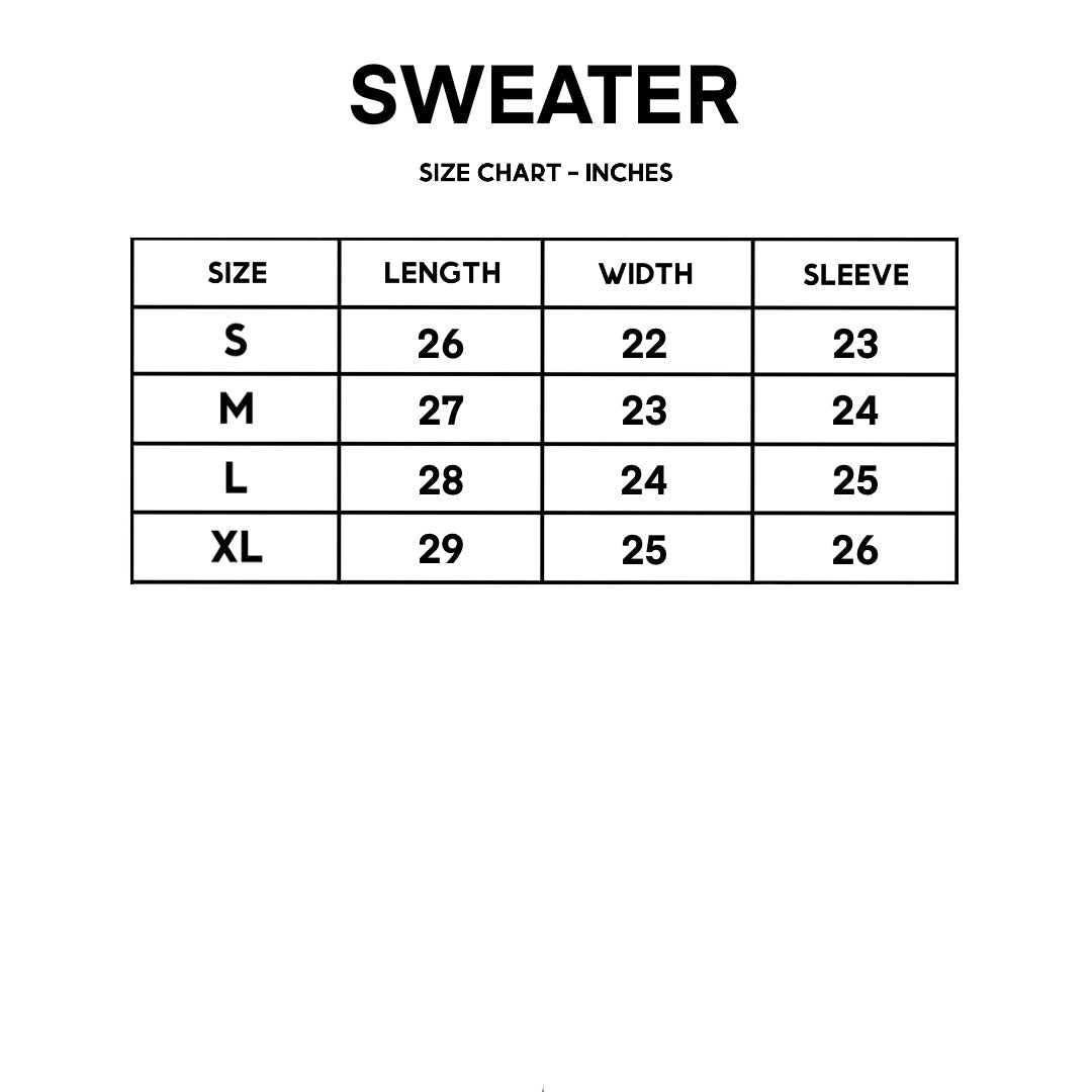 GIOVESSA SWEATER SIZE CHART